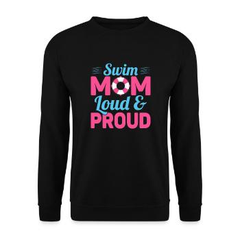 Swim Mom Loud & Proud Family Swimming - Unisex Pullover - Schwarz - Vorne - Alina (178cm) & Michal (187cm)