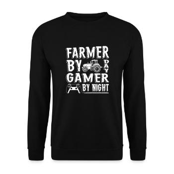 Agriculteur par Day Gamer by Night - Sweat-shirt Unisexe - noir - Devant - Alina (178cm) & Michal (187cm)