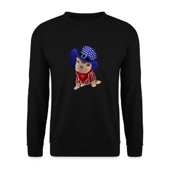 French Bulldog Loves America - Unisex Sweatshirt - black - Front - Alina (178cm) & Michal (187cm)