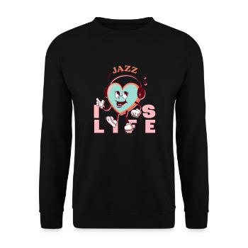 Jazz is Life Quote Cartoon Heart Retro Headphones - Unisex Sweatshirt - black - Front - Alina (178cm) & Michal (187cm)