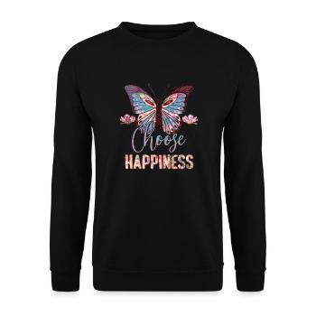 Schmetterling Blume blumig Sprüche Spruch Blumen - Unisex Pullover - Schwarz - Vorne - Alina (178cm) & Michal (187cm)