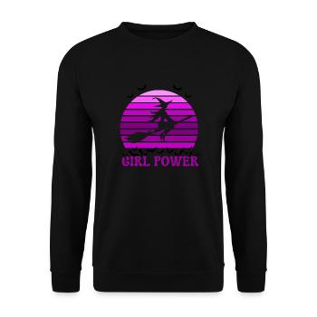 Sorcière Girl Power Vintage Violet - Sweat-shirt Unisexe - noir - Devant - Alina (178cm) & Michal (187cm)