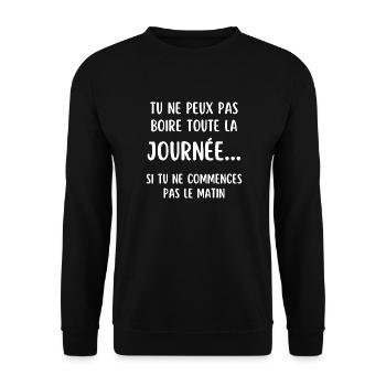 tu ne peux pas boire toute la journée - Sweat-shirt Unisexe - noir - Devant - Alina (178cm) & Michal (187cm)