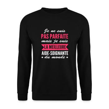 pas parfaite mais aide-soignante - Sweat-shirt Unisexe - noir - Devant - Alina (178cm) & Michal (187cm)
