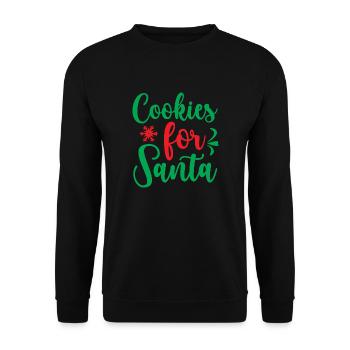 Kekse für den Weihnachtsmann - Weihnachtshumor - Unisex Pullover - Schwarz - Vorne - Alina (178cm) & Michal (187cm)