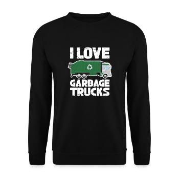 I Love Garbage Trucks – Rubbish Truck Funny - Unisex Pullover - Schwarz - Vorne - Alina (178cm) & Michal (187cm)