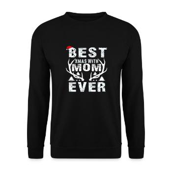 Bestes Weihnachten mit Mama aller Zeiten - Unisex Pullover - Schwarz - Vorne - Alina (178cm) & Michal (187cm)