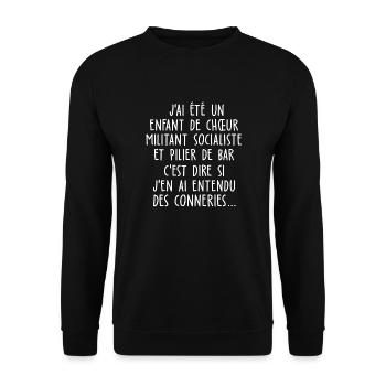 j ai été un enfant de chœur / humour connerie - Sweat-shirt Unisexe - noir - Devant - Alina (178cm) & Michal (187cm)