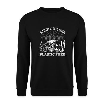 Rettet das Meer, Rettet den Ocean, Tiere Korallen - Unisex Pullover - Schwarz - Vorne - Alina (178cm) & Michal (187cm)