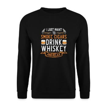 Ich will nur Zigarren rauchen - Passionszigarre - Unisex Pullover - Schwarz - Vorne - Alina (178cm) & Michal (187cm)