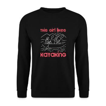 Une fille aime le kayak, les sports nautiques, le - Sweat-shirt Unisexe - noir - Devant - Alina (178cm) & Michal (187cm)
