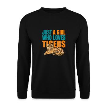 JUSTE UNE FILLE QUI AIME LES TIGRES - Sweat-shirt Unisexe - noir - Devant - Alina (178cm) & Michal (187cm)