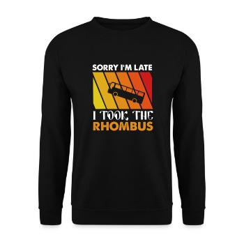 Désolé d’être en retard, j’ai pris le losange - Sweat-shirt Unisexe - noir - Devant - Alina (178cm) & Michal (187cm)