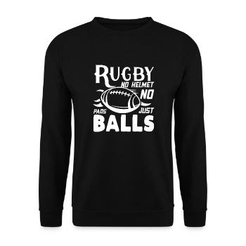 Rugby Rugbyspieler Teamsport Kontaktsport - Unisex Pullover - Schwarz - Vorne - Alina (178cm) & Michal (187cm)