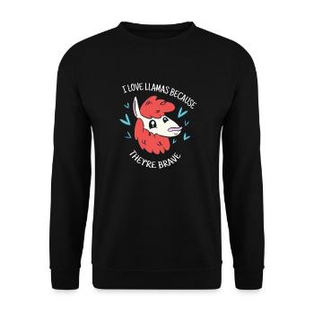 I Love Llamas Because They're Brave Cute Funny - Unisex Sweatshirt - black - Front - Alina (178cm) & Michal (187cm)