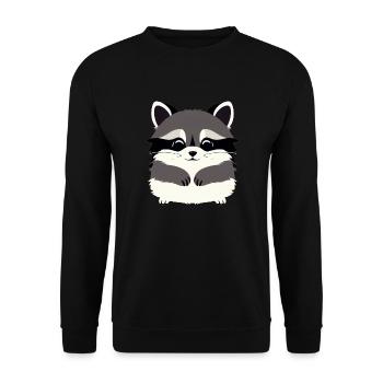 Waschbären süßer Cartoon Waschbär 8 - Unisex Pullover - Schwarz - Vorne - Alina (178cm) & Michal (187cm)