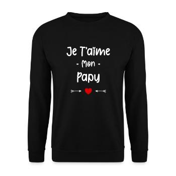 je t'aime mon Papy - Sweat-shirt Unisexe - noir - Devant - Alina (178cm) & Michal (187cm)