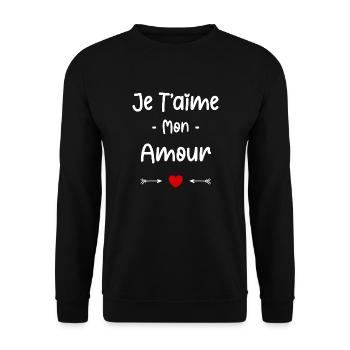 je t'aime mon Amour - Sweat-shirt Unisexe - noir - Devant - Alina (178cm) & Michal (187cm)