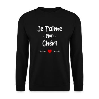 je t'aime mon Chéri - Sweat-shirt Unisexe - noir - Devant - Alina (178cm) & Michal (187cm)