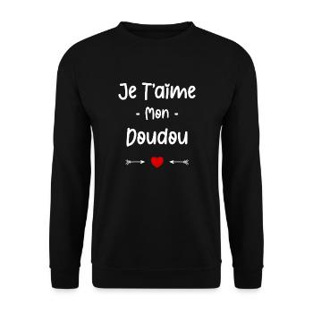 Je t'aime mon Doudou - Sweat-shirt Unisexe - noir - Devant - Alina (178cm) & Michal (187cm)