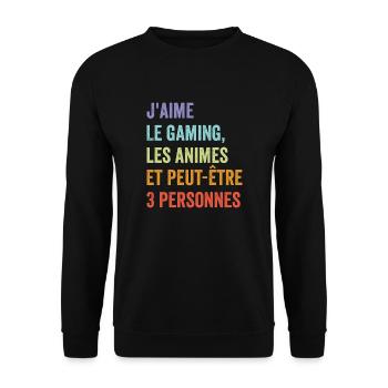 Humour jeux video Gamer Geek Anime Japonais Manga - Sweat-shirt Unisexe - noir - Devant - Alina (178cm) & Michal (187cm)