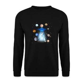 Space,Dog,Dog,UFO,Planet,Spaceship - Unisex Sweatshirt - black - Front - Alina (178cm) & Michal (187cm)