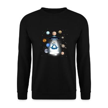 ufo,weltall,planeten,alien,astronaut,faultier - Unisex Pullover - Schwarz - Vorne - Alina (178cm) & Michal (187cm)