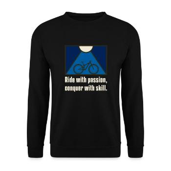 Ride with passion, conquer with skill. - Unisex Pullover - Schwarz - Vorne - Alina (178cm) & Michal (187cm)