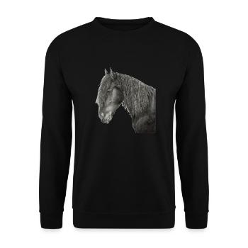 Friesian horse portrait - Unisex Sweatshirt - black - Front - Alina (178cm) & Michal (187cm)