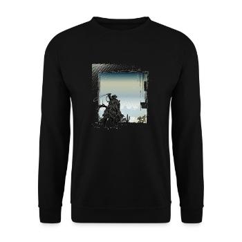 Cowboy Funny Cowboy Hat Wild Western Country - Unisex Sweatshirt - black - Front - Alina (178cm) & Michal (187cm)