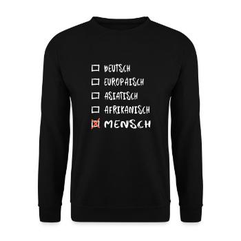 Rasse Mensch - Unisex Pullover - Schwarz - Vorne - Alina (178cm) & Michal (187cm)