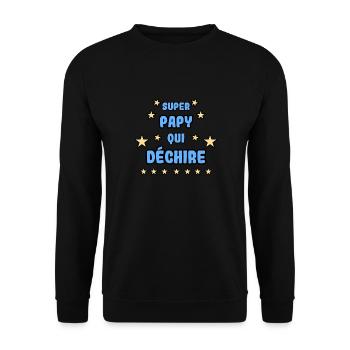 Super papy qui déchire - Sweat-shirt Unisexe - noir - Devant - Alina (178cm) & Michal (187cm)