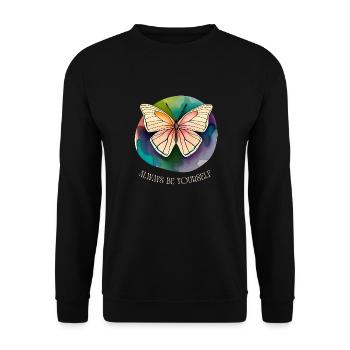 Butterflies pattern - Sweat-shirt Unisexe - noir - Devant - Alina (178cm) & Michal (187cm)