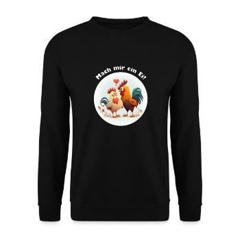 Mach mir ein Ei - Unisex Pullover - Schwarz - Vorne - Alina (178cm) & Michal (187cm)