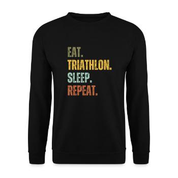 EAT TRIATHLON SLEEP REPEAT - Unisex Sweatshirt - black - Front - Alina (178cm) & Michal (187cm)