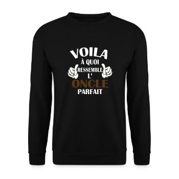 L'oncle parfait - cadeau idéal pour oncle parfait - Sweat-shirt Unisexe - noir - Devant - Alina (178cm) & Michal (187cm)