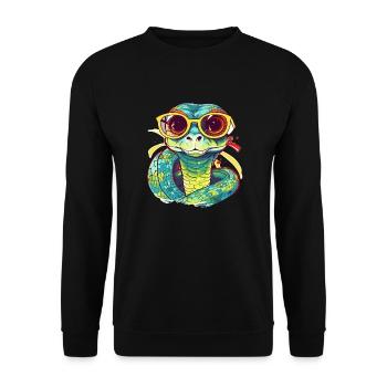 Sna the spectacled snake - Unisex Sweatshirt - black - Front - Alina (178cm) & Michal (187cm)