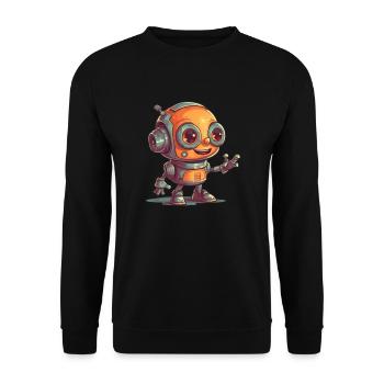 Cute waving robot technology friend - Unisex Sweatshirt - black - Front - Alina (178cm) & Michal (187cm)