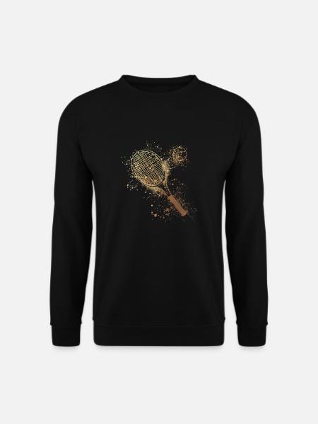 tennis,aufschlag, aquarell, tennisspieler,gold - Unisex Pullover - Schwarz