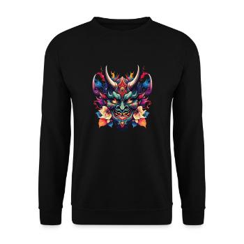Hannya Mask III - Unisex Pullover - Schwarz - Vorne - Alina (178cm) & Michal (187cm)