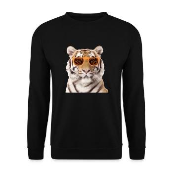 Titi the spectacled tiger - Unisex Sweatshirt - black - Front - Alina (178cm) & Michal (187cm)