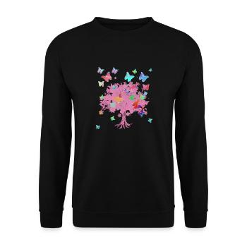 Tree of Life,Tree of Life,Flowers,Butterflies - Unisex Sweatshirt - black - Front - Alina (178cm) & Michal (187cm)