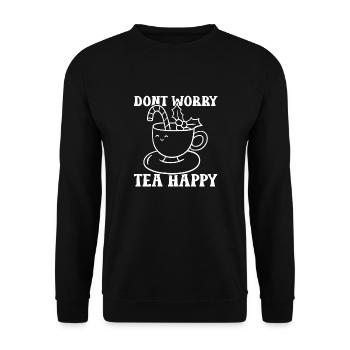 Dont worry tea happy - Unisex Sweatshirt - black - Front - Alina (178cm) & Michal (187cm)