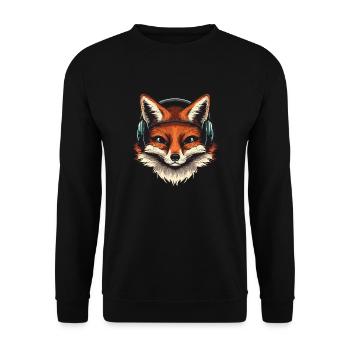 Renard avec écouteurs - Sweat-shirt Unisexe - noir - Devant - Alina (178cm) & Michal (187cm)