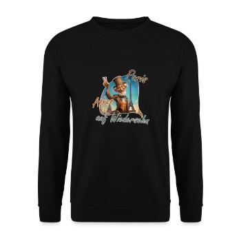 Lustiger Weltenbummler: Paris Athen auf Wiedersehn - Unisex Pullover - Schwarz - Vorne - Alina (178cm) & Michal (187cm)