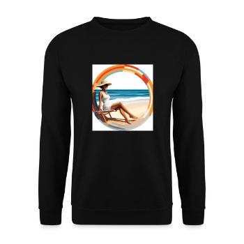 Artwork: Lady on the beach - very stylish - Unisex Sweatshirt - black - Front - Alina (178cm) & Michal (187cm)