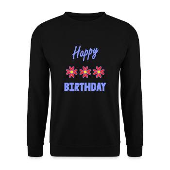 ALLES GUTE ZUM GEBURTSTAG. ALLES GUTE ZUM GEBURTSTAG. JAHRESTAG. - Unisex Pullover - Schwarz - Vorne - Alina (178cm) & Michal (187cm)