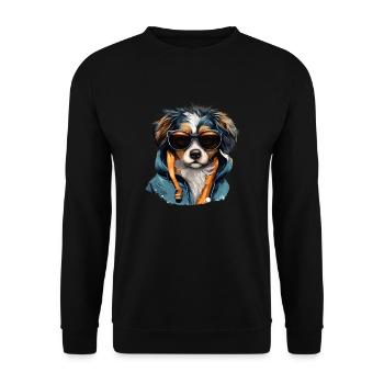 Pattes urbaines: Streetwise Dog Vibes | Amoureux des chiens - Sweat-shirt Unisexe - noir - Devant - Alina (178cm) & Michal (187cm)