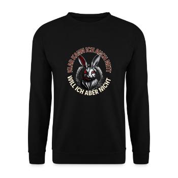Gruseliger Hase - Unisex Pullover - Schwarz - Vorne - Alina (178cm) & Michal (187cm)