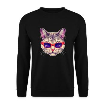 Classy Cat with its red Sunglasses - Unisex Sweatshirt - black - Front - Alina (178cm) & Michal (187cm)